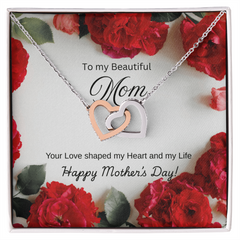 To My Beautiful Mom on Mother's Day-Interlocking Hearts Necklace