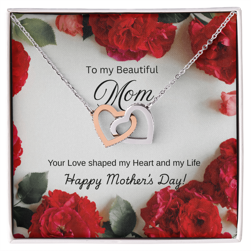 To My Beautiful Mom on Mother's Day-Interlocking Hearts Necklace