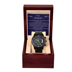 To My Husband- I Love You - Black Chronograph Watch