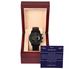 To My Husband- I Love You - Black Chronograph Watch