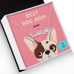 Best Dog Mom- Paw Print Name Necklace