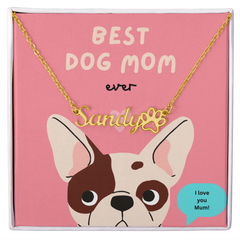 Best Dog Mom- Paw Print Name Necklace