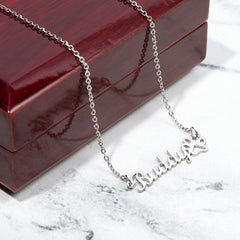Best Dog Mom- Paw Print Name Necklace