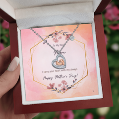 Dear Mom, I carry your heart with me always- Baby Feet Heart Necklace