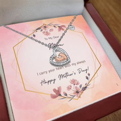 Dear Mom, I carry your heart with me always- Baby Feet Heart Necklace