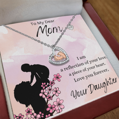 To My Dear Mom-Baby Feet Heart necklace