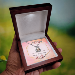 Dear Mom, I carry your heart with me always- Baby Feet Heart Necklace